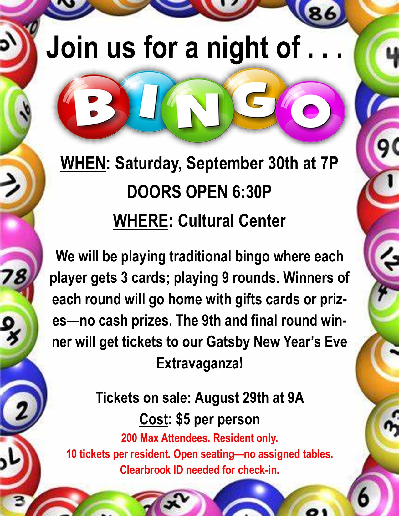 Clearbrook Community Association Announcements BINGO!